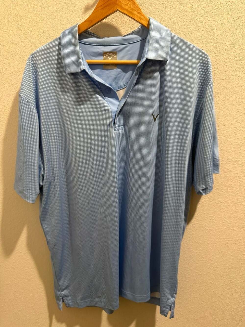 Callaway Opti-Dri Golf Polo Shirt Light Blue Checkered Size Large
